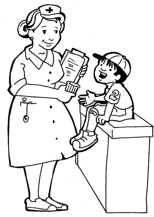 Dibujo para colorear enfermera
