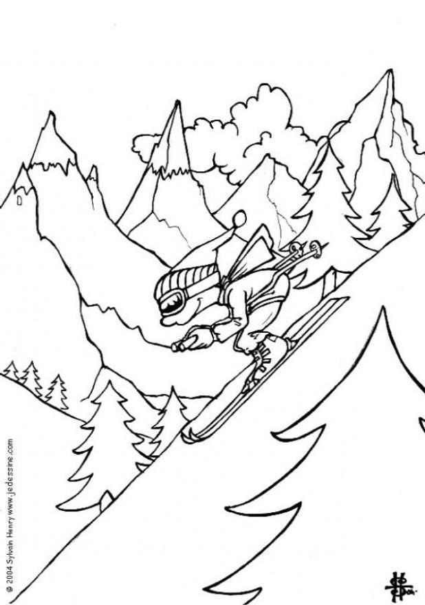 Dibujo para colorear esquA­ de invierno
