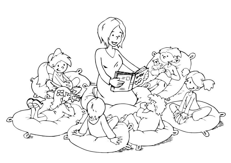 Dibujo para colorear esquina para lectura