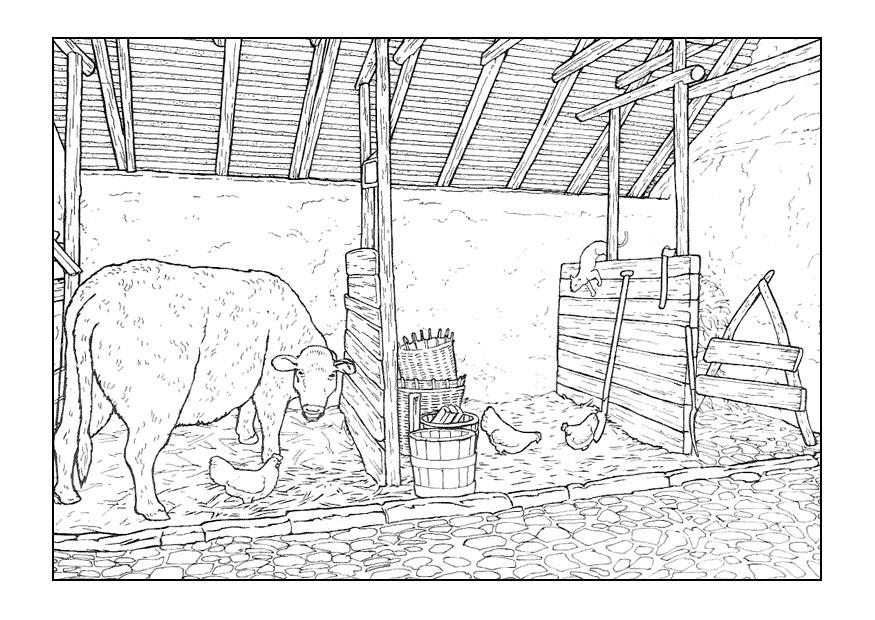 Dibujo para colorear establo