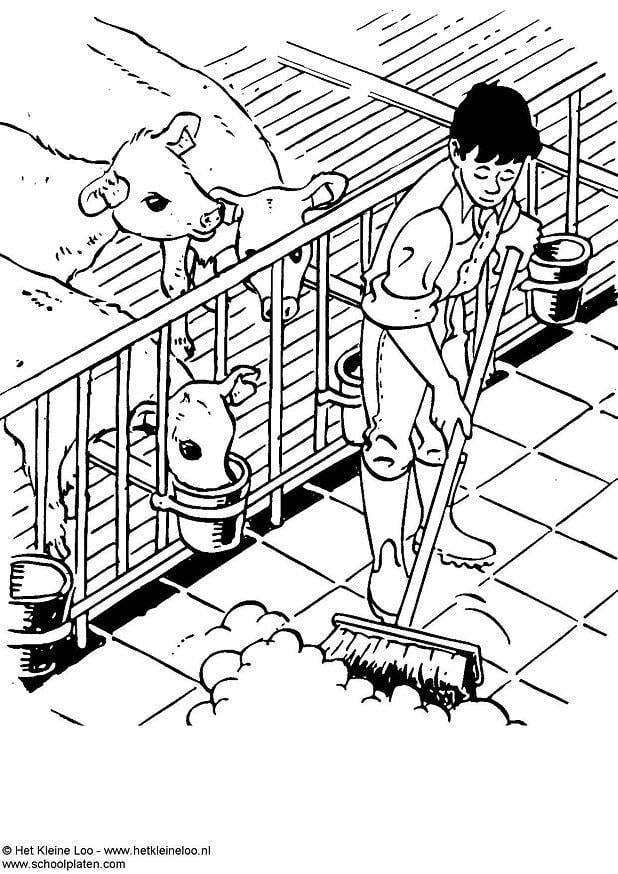Dibujo para colorear establo de vacas