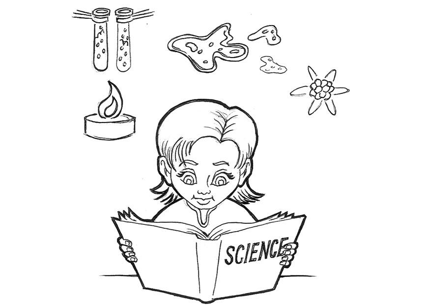 Dibujo para colorear estudiando ciencias