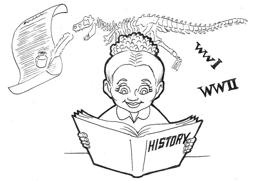 Dibujo para colorear estudiando historia