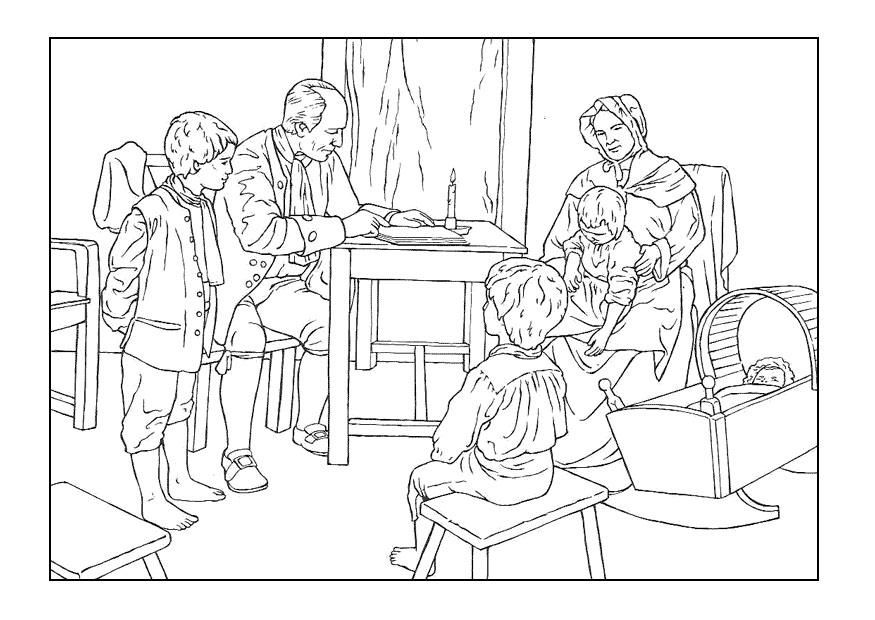 Dibujo para colorear familia del siglo 18