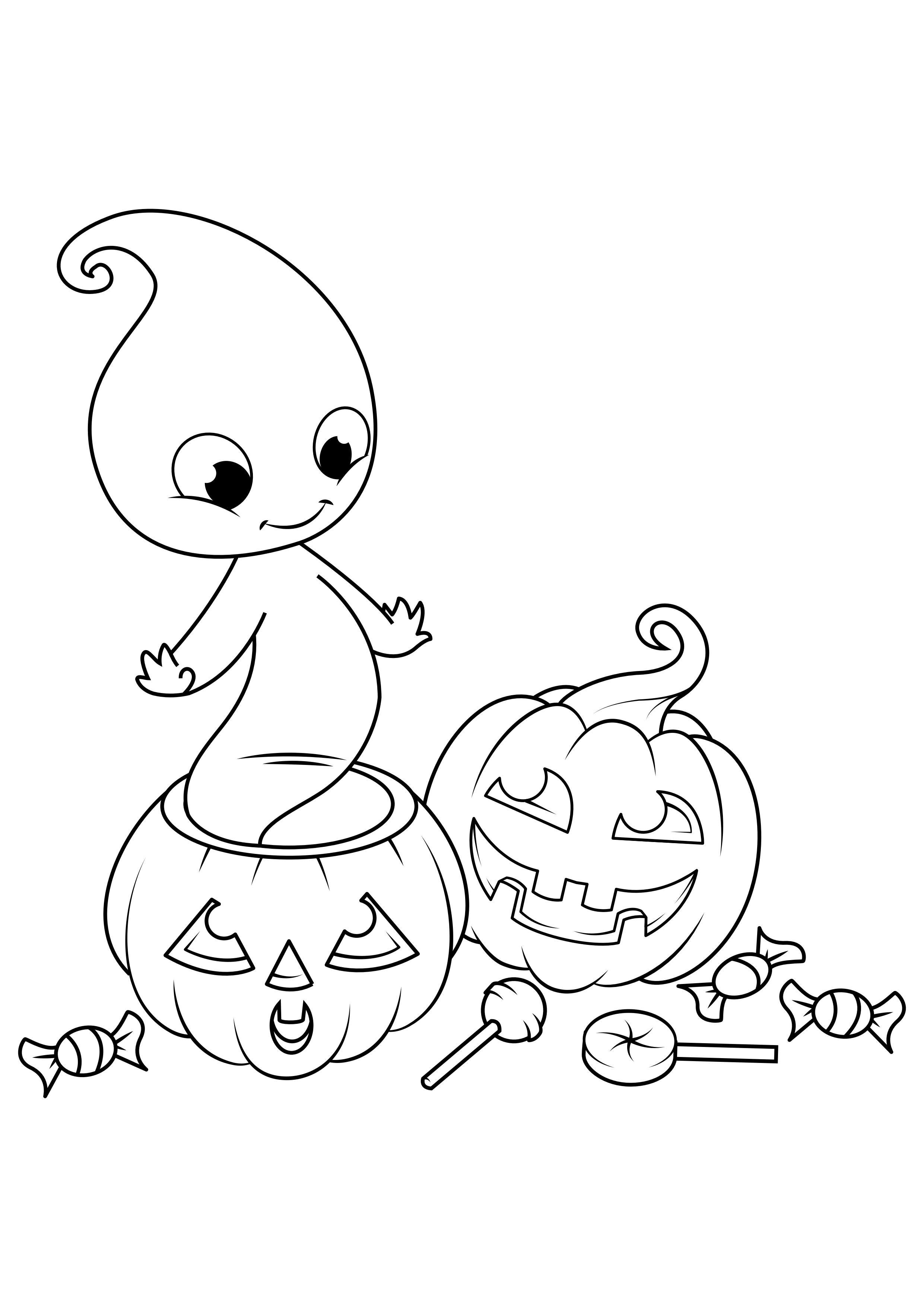 Dibujo para colorear fantasma de halloween