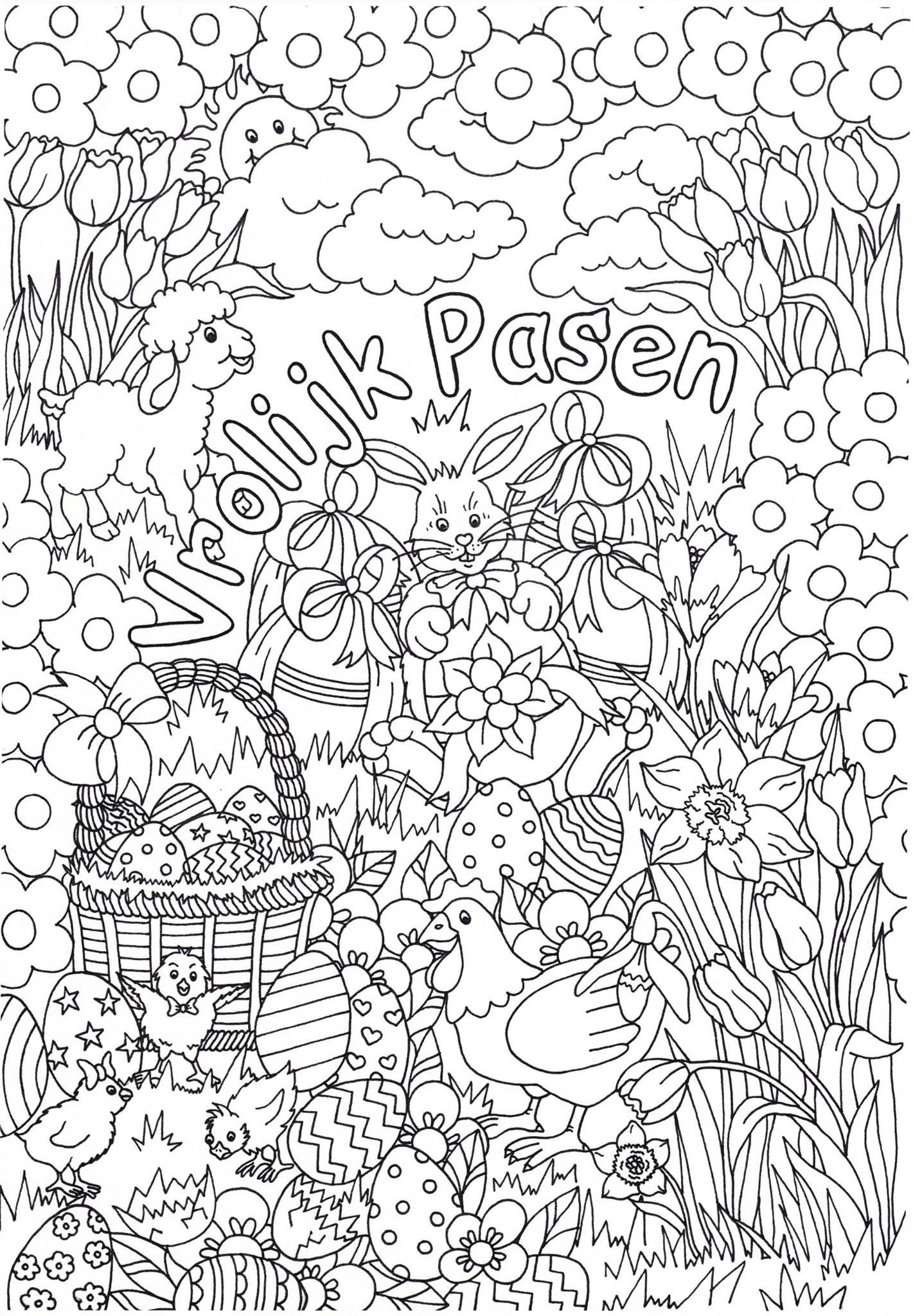 Dibujo para colorear felices pascuas