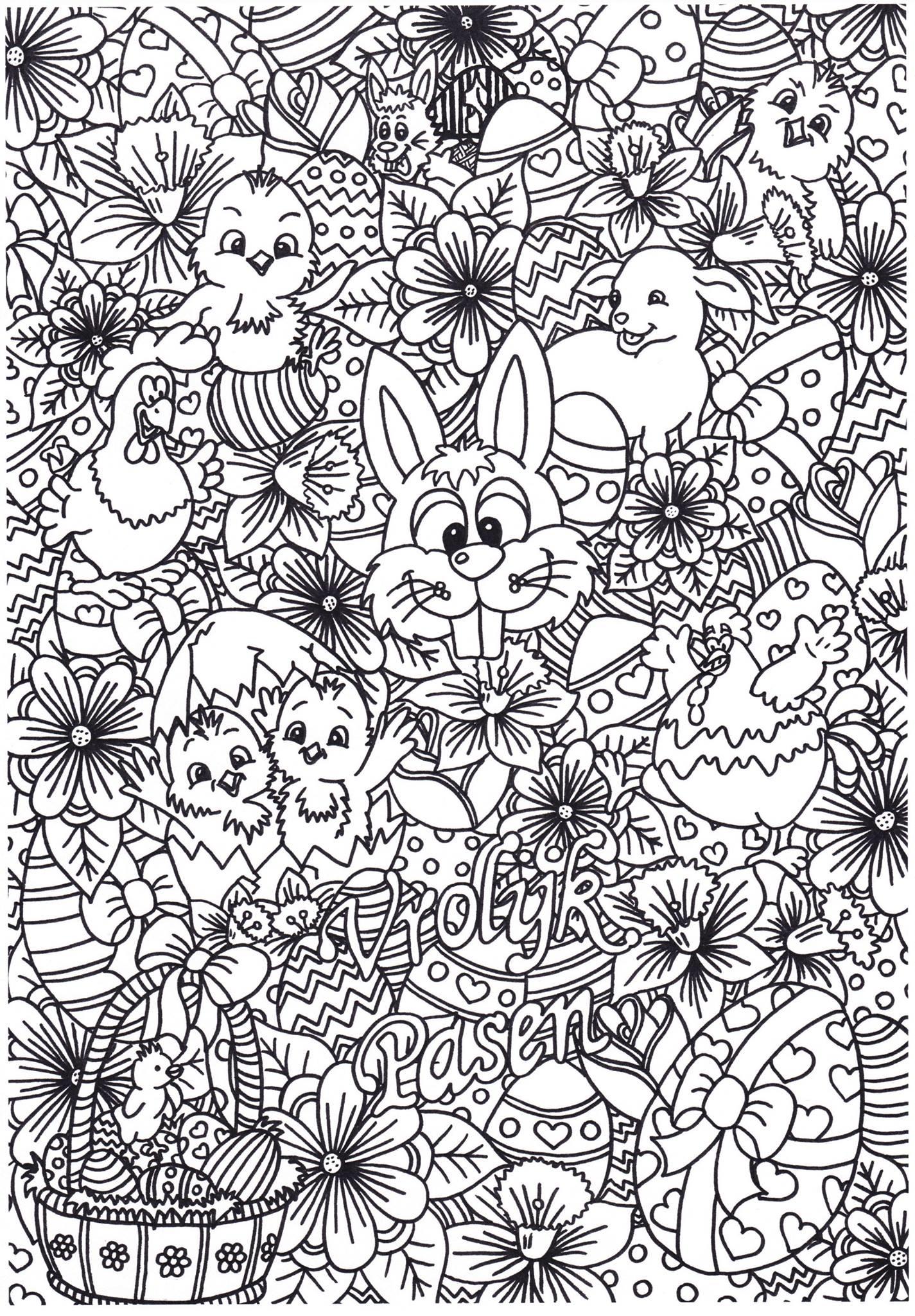 Dibujo para colorear felices pascuas
