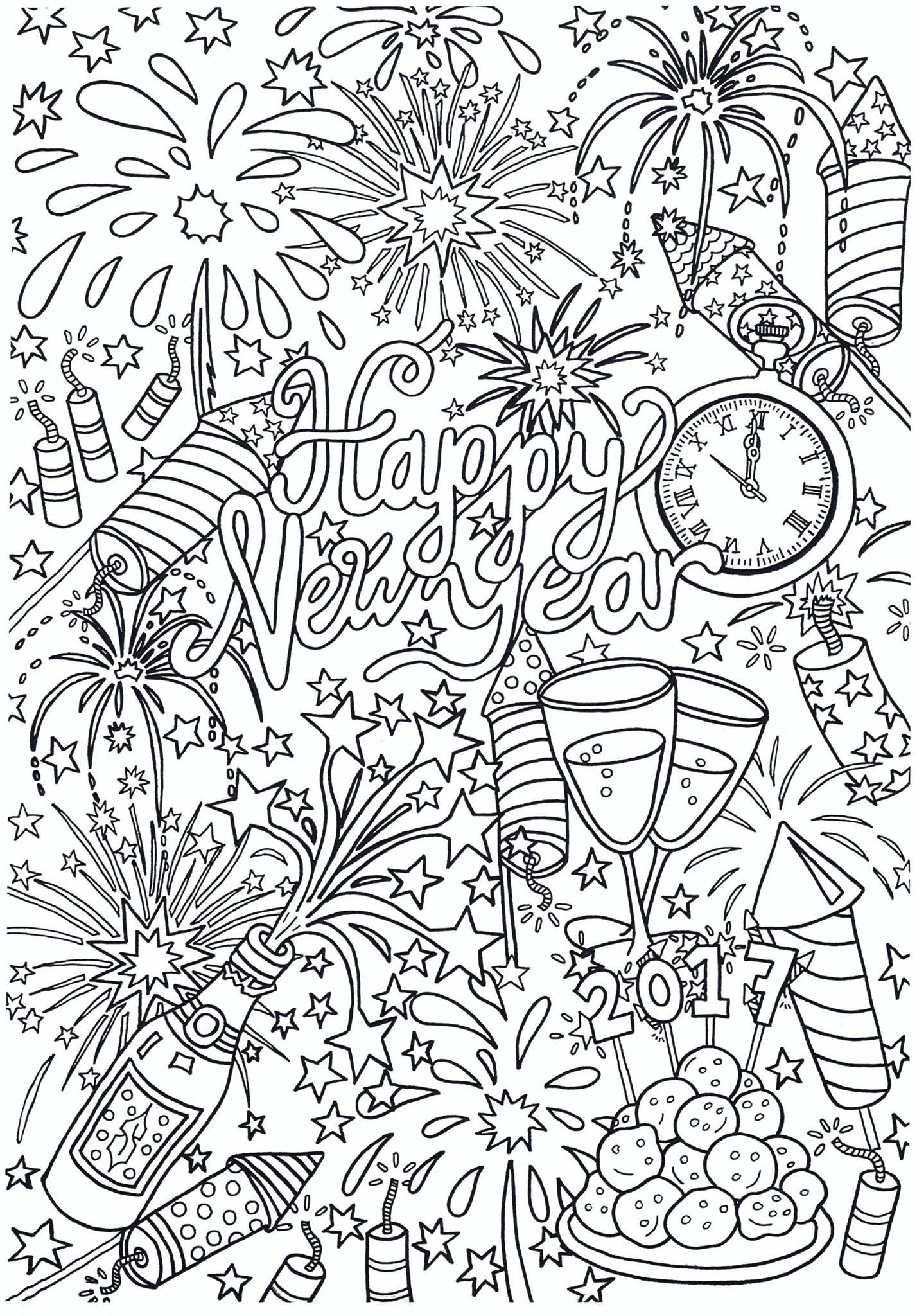 Dibujo para colorear feliz ano nuevo