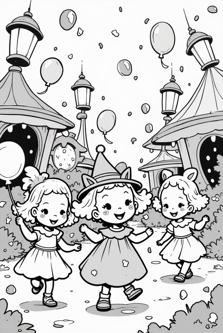 Dibujo para colorear fiesta de carnaval en carpas