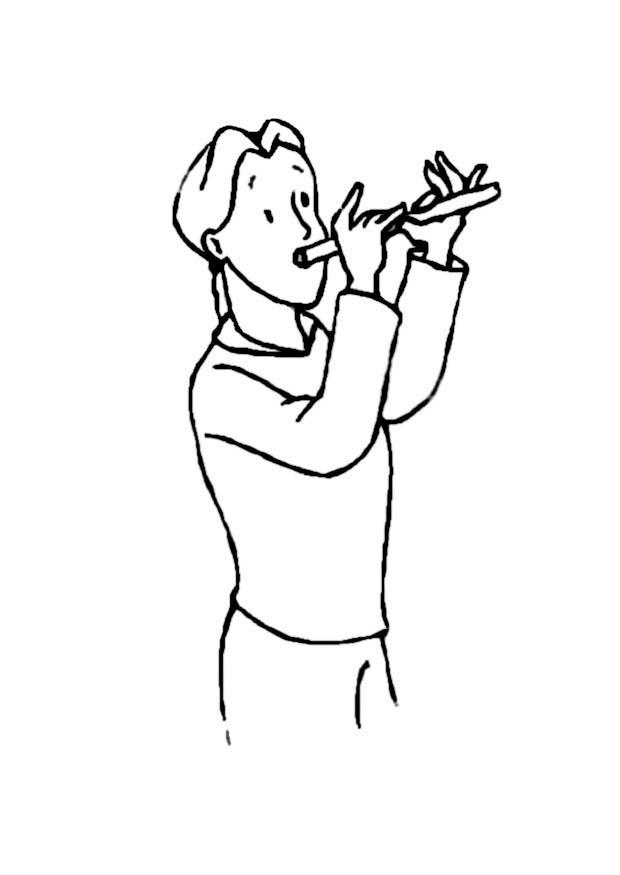 Dibujo para colorear flautista