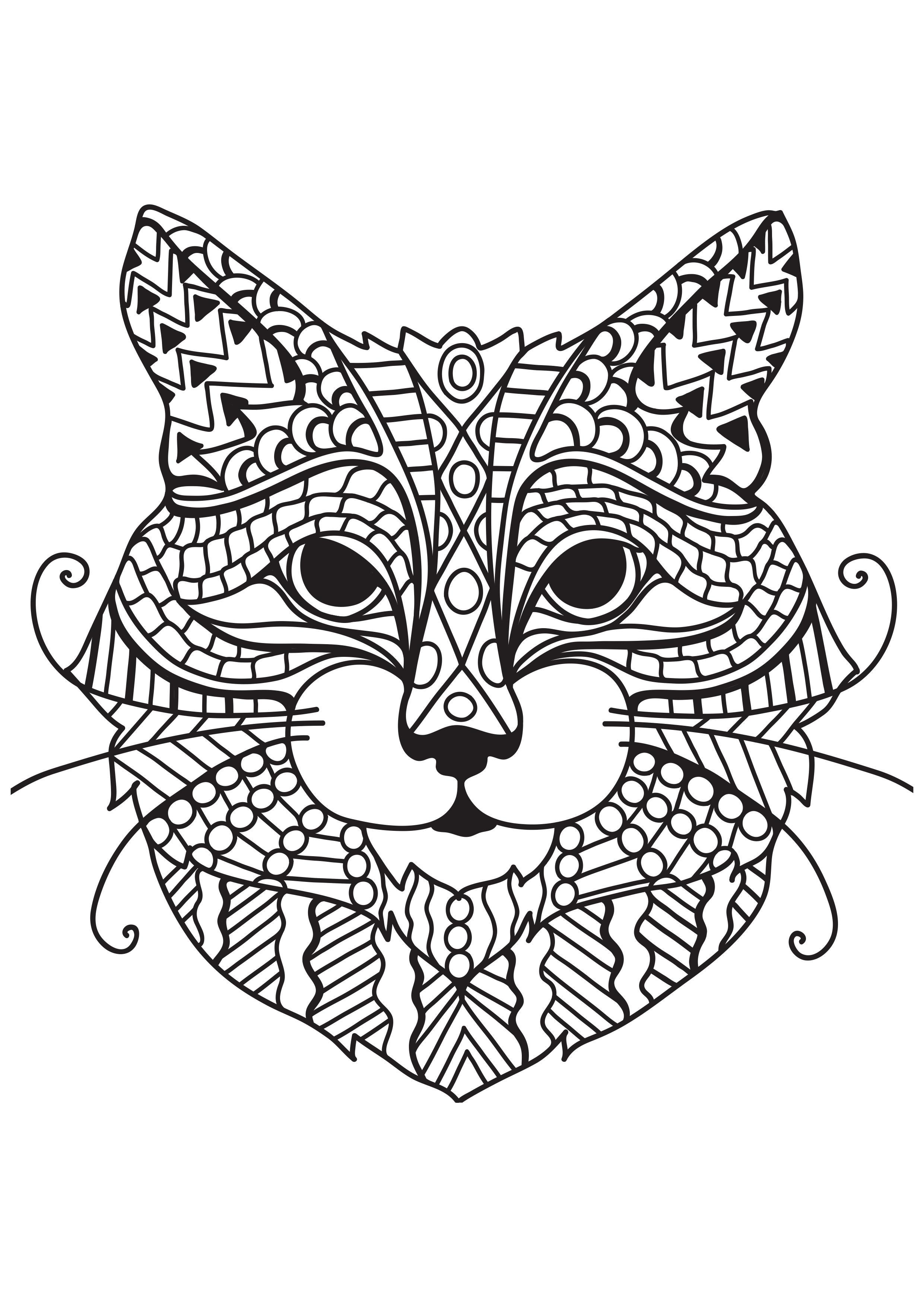 Dibujo para colorear gato con bigotes