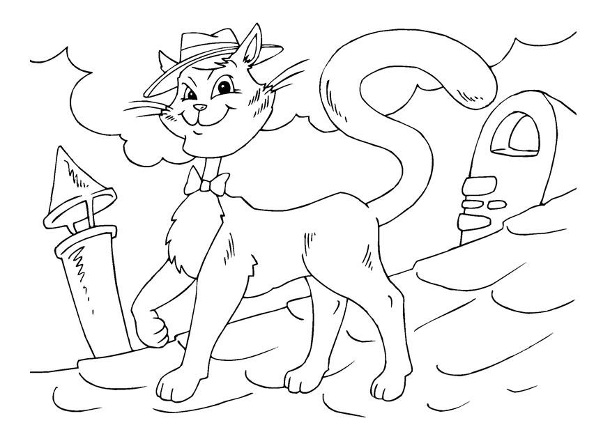 Dibujo para colorear gato elegante