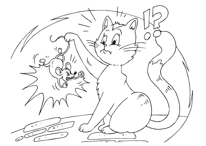 Dibujo para colorear gato y ratA³n 