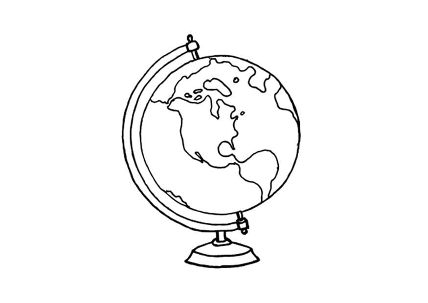 Dibujo para colorear globo terraqueo