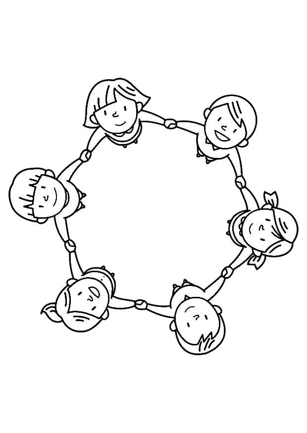 Dibujo para colorear grupo de ninos