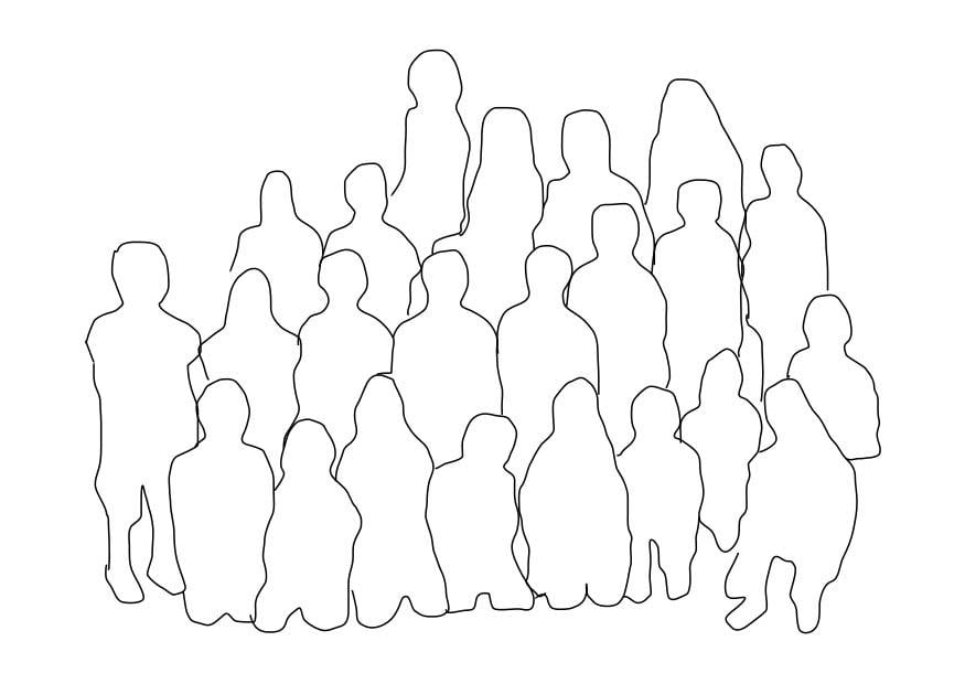 Dibujo para colorear grupo de personas - clase
