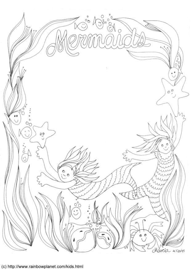 Dibujo para colorear grupo de sirenas