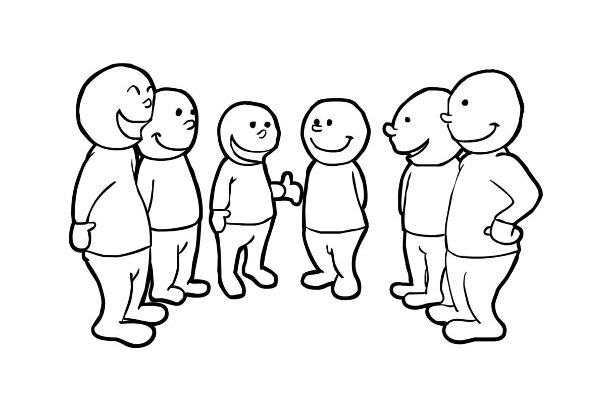 Dibujo para colorear hablar en grupo