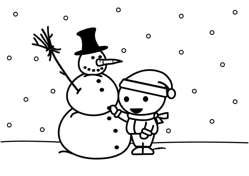 Dibujo para colorear hacer un muneco de nieve
