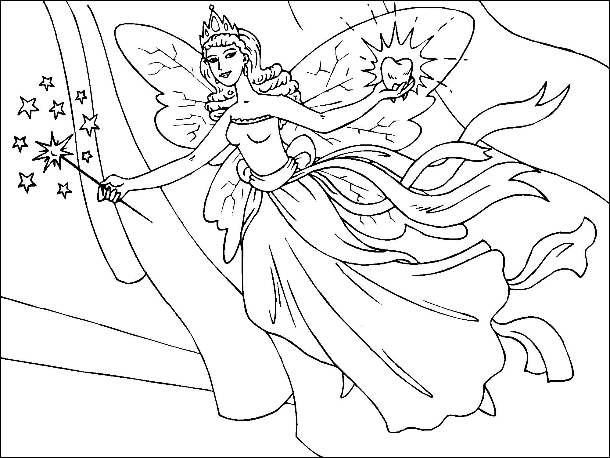 Dibujo para colorear hada de los dientes