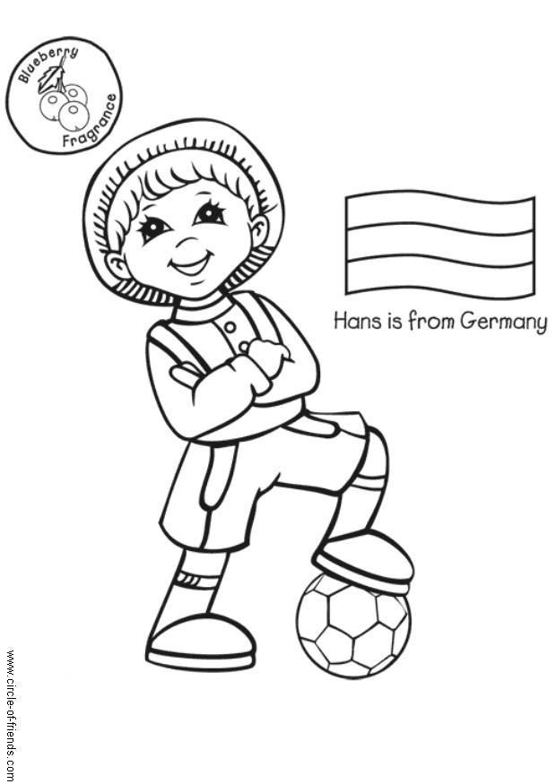 Dibujo para colorear hans con bandera alemana
