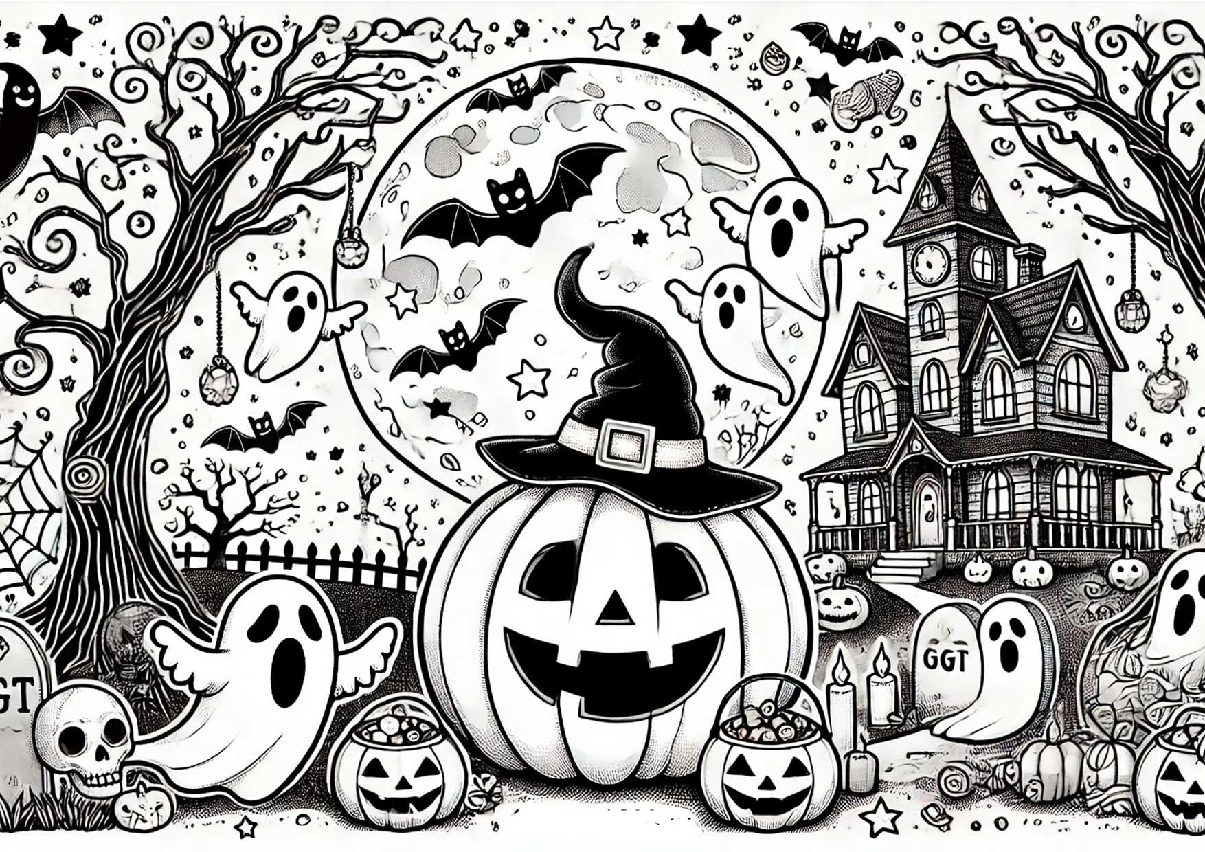 Dibujo para colorear horror de halloween