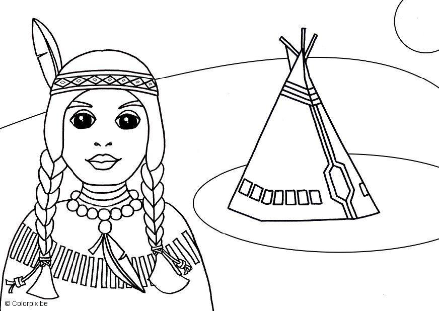 Dibujo para colorear indio