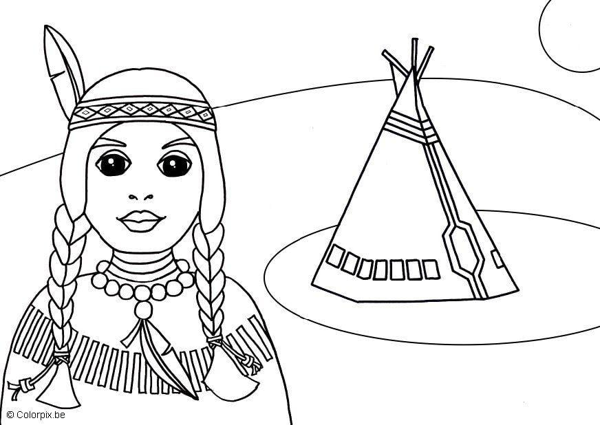 Dibujo para colorear indio