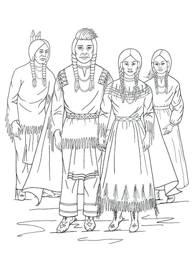 Dibujo para colorear indios nez perce