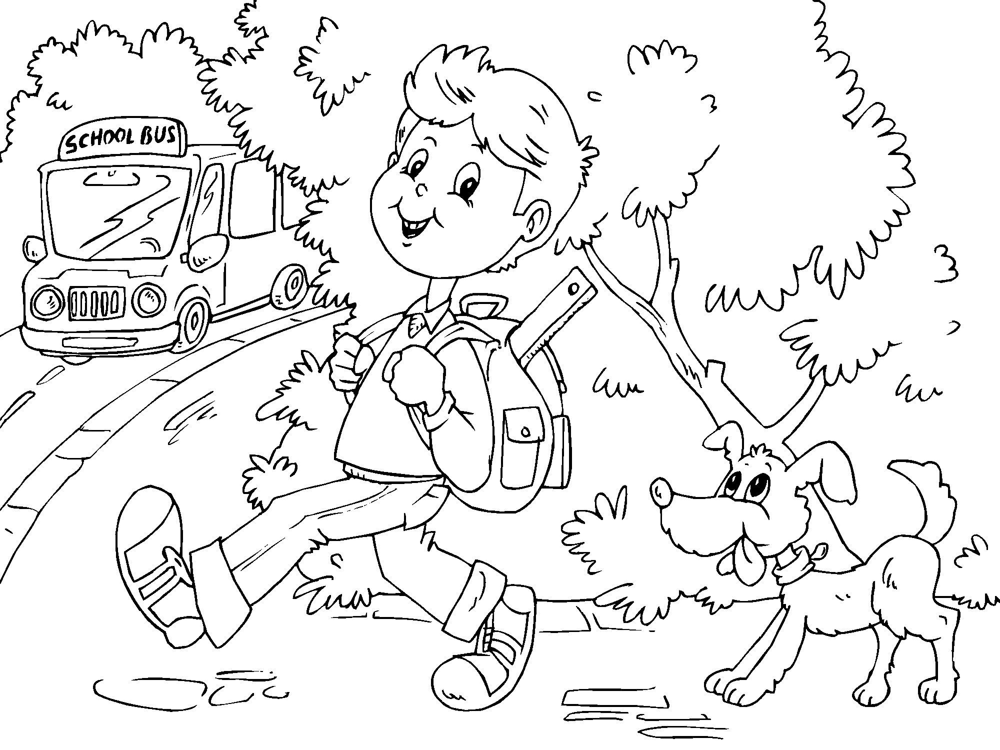 Dibujo para colorear ir al colegio en autobAºs
