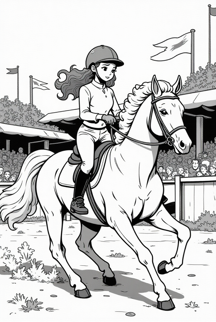 Dibujo para colorear jinete a caballo