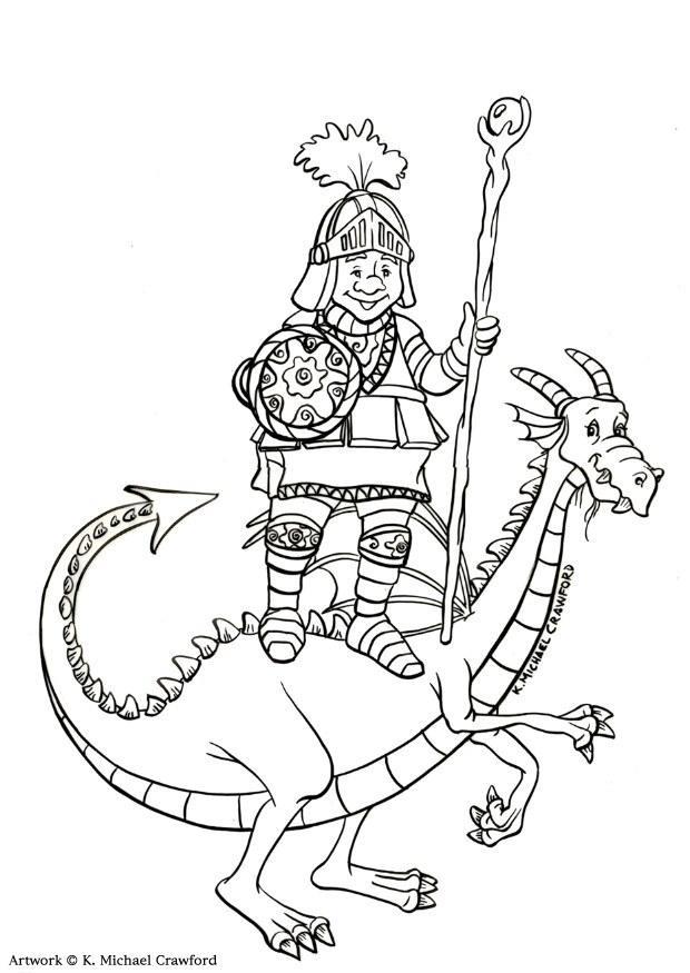 Dibujo para colorear jinete de dragA³n