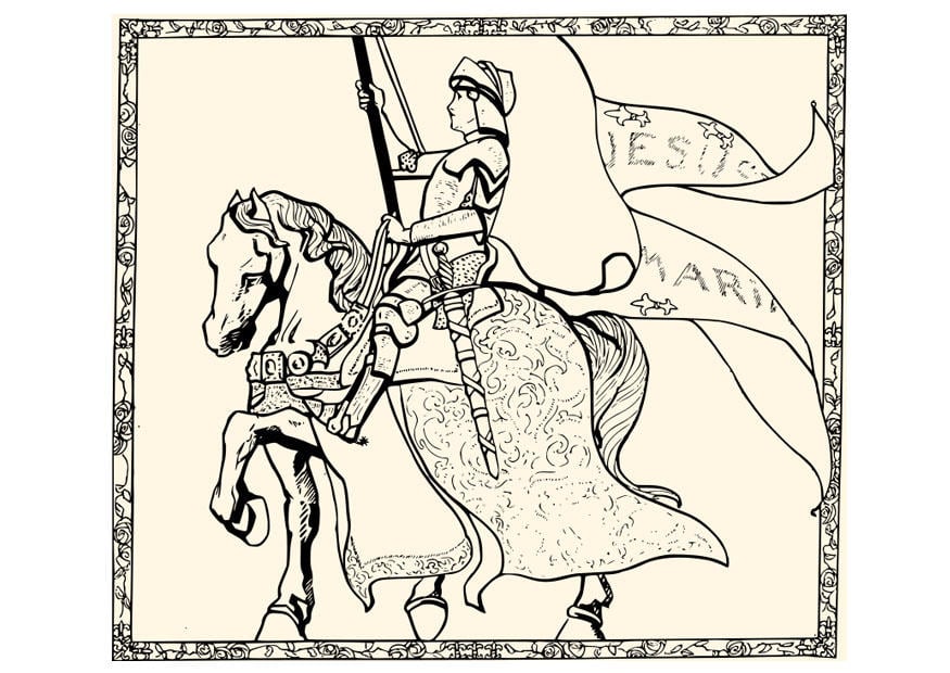 Dibujo para colorear juana de arco