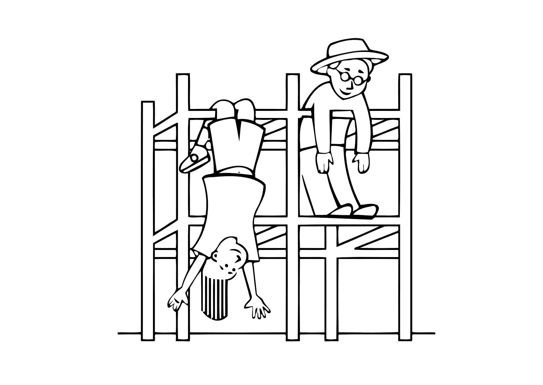 Dibujo para colorear juego para trepar - parque infantil