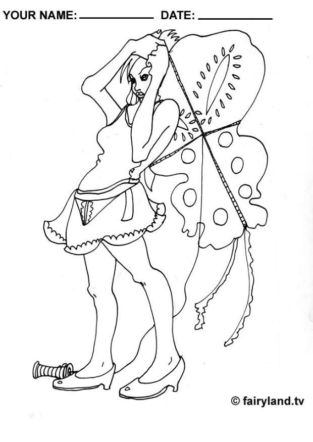 Dibujo para colorear jugar con la cometa
