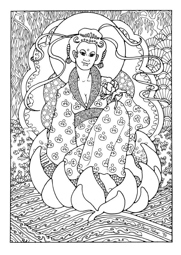 Dibujo para colorear kuan yin