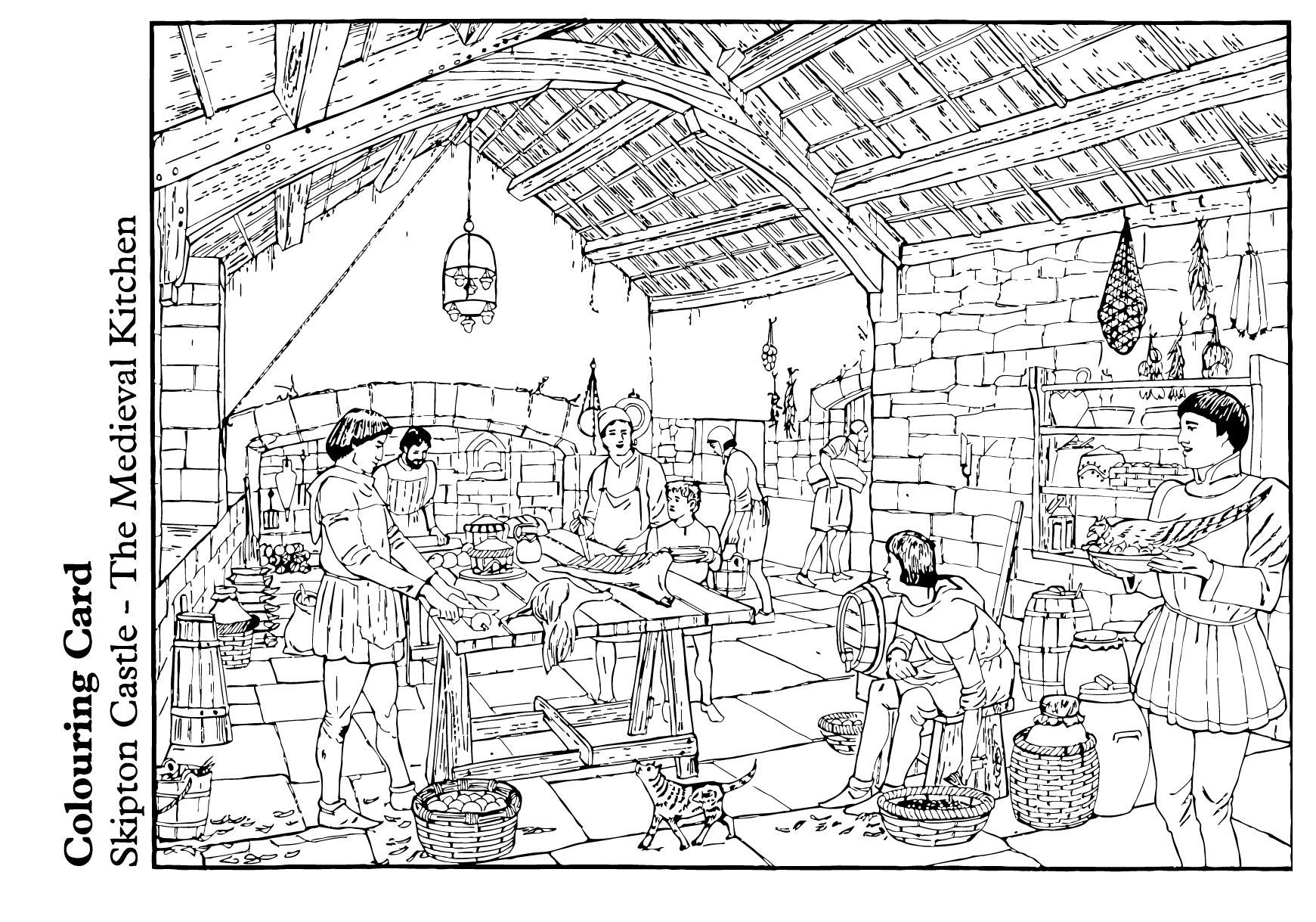 Dibujo para colorear la cocina medieval