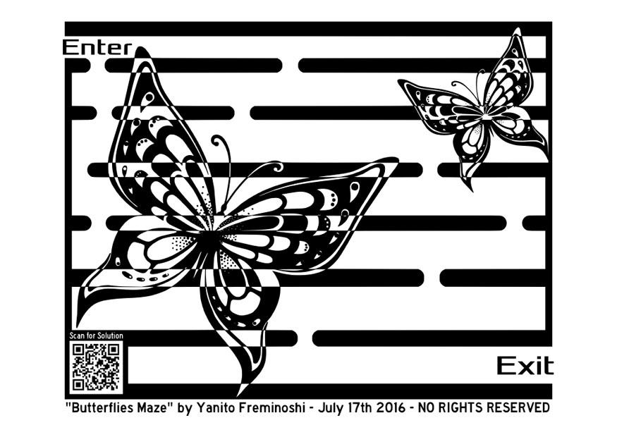 Dibujo para colorear laberinto - mariposa