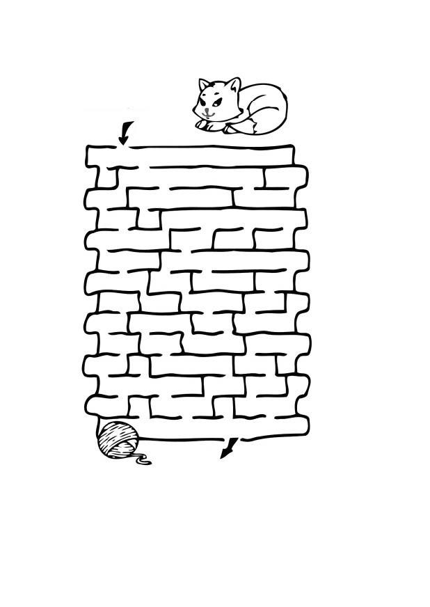 Dibujo para colorear laberinto de gato