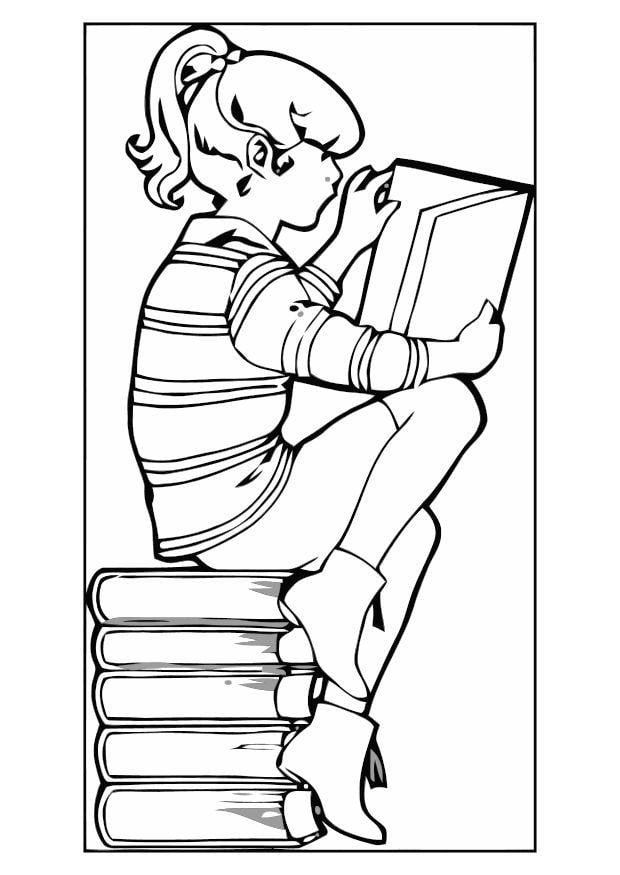 Dibujo para colorear leer libros