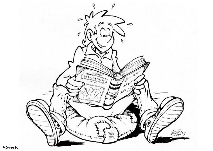 Dibujo para colorear leer un libro