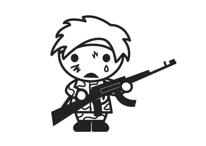 Dibujo para colorear los ninos no pueden participar en la guerra