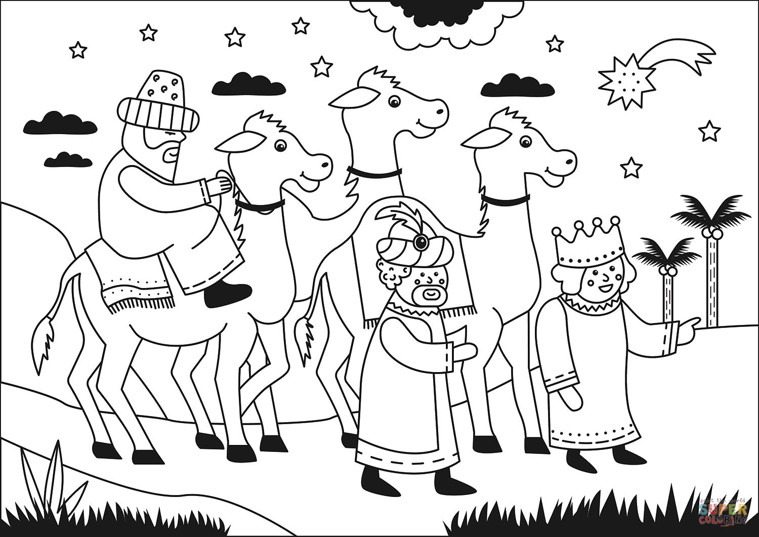 Dibujo para colorear los tres hombres sabios