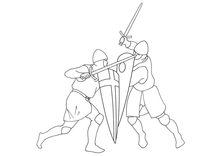 Dibujo para colorear lucha de espadas