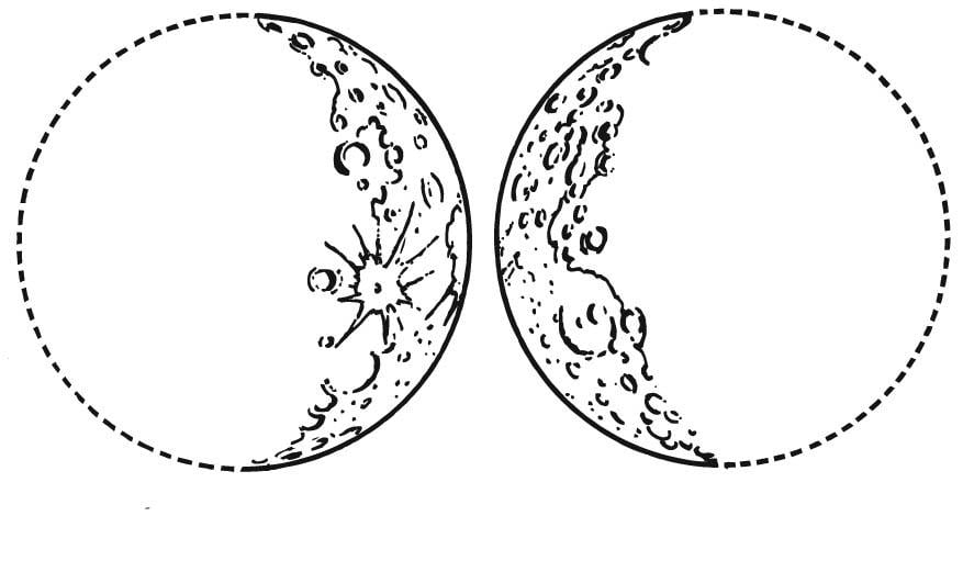 Dibujo para colorear luna creciente y luna menguante