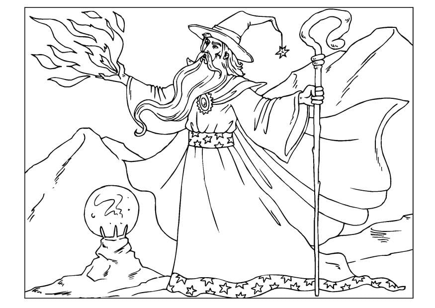 Dibujo para colorear mago