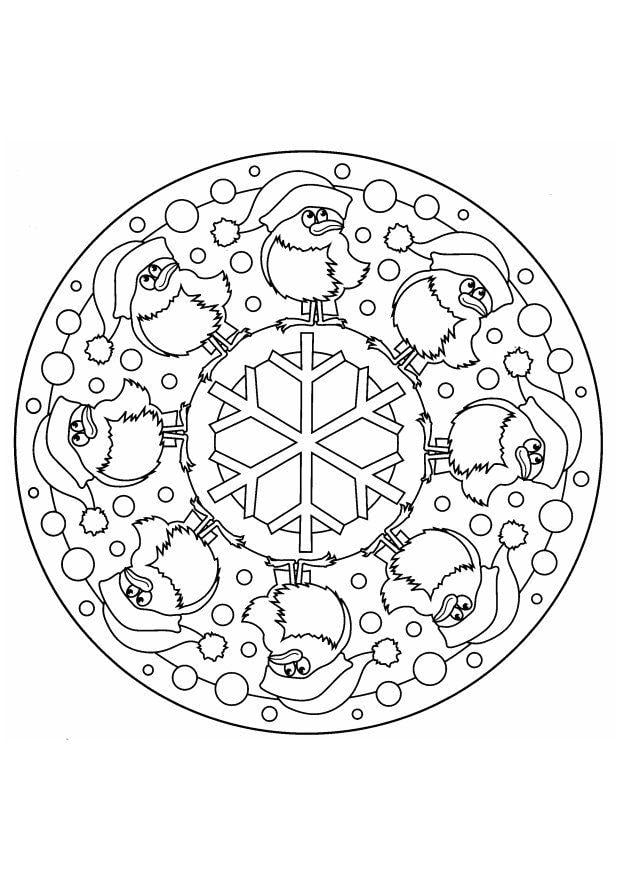 Dibujo para colorear mandala - navidad