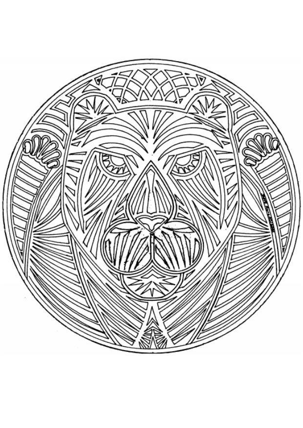 Dibujo para colorear mandala leA³n