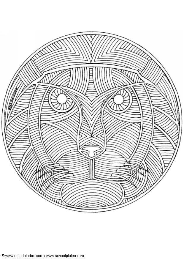 Dibujo para colorear mandala leA³n