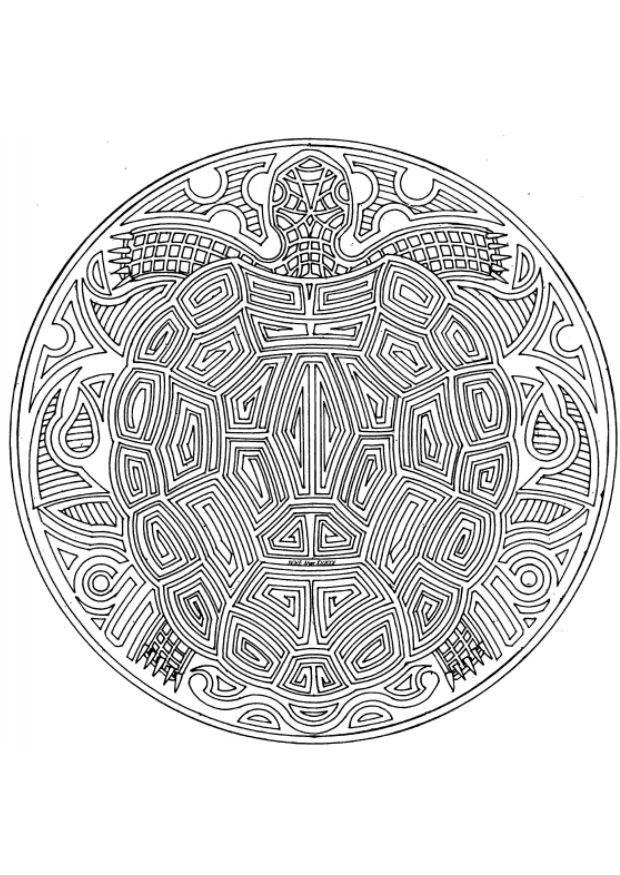 Dibujo para colorear mandala tortuga